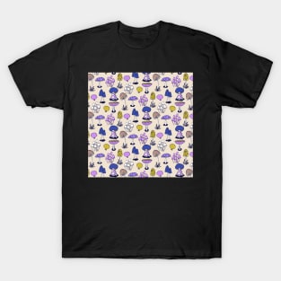 Groovy Weirdcore Mushrooms in purple and blue T-Shirt